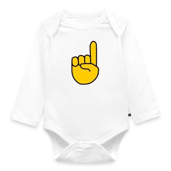 Emoji Index Fingers Show Sketch Color - Organic Longsleeve Baby Bodysuit - white - Front