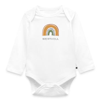 WERTVOLL - Regenbogen - Baby Bio-Langarm-Body - Weiß - Vorne