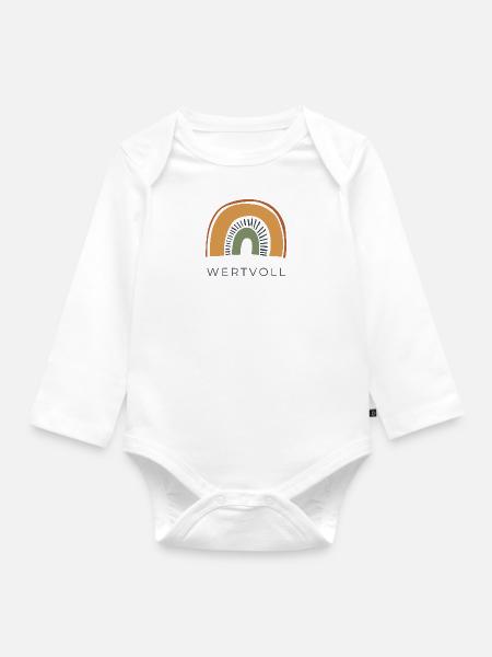 WERTVOLL - Regenbogen - Baby Bio-Langarm-Body - Weiß