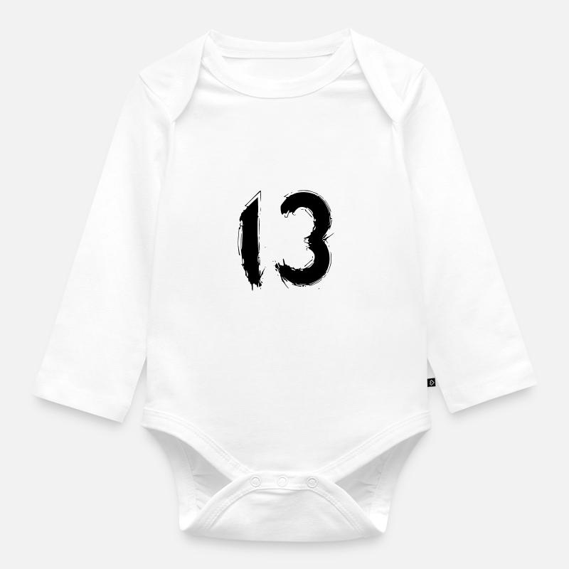 The thirteen - Organic Longsleeve Baby Bodysuit - white