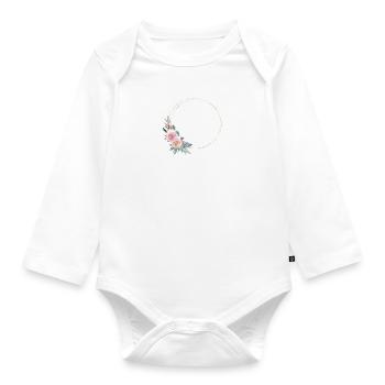 Floral Circle Personalizable - Organic Longsleeve Baby Bodysuit - white - Front