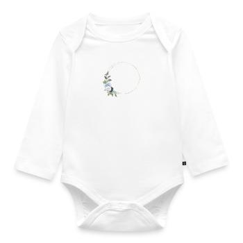Blaue Rosen, Kreis, personalisierbar - Baby Bio-Langarm-Body - Weiß - Vorne