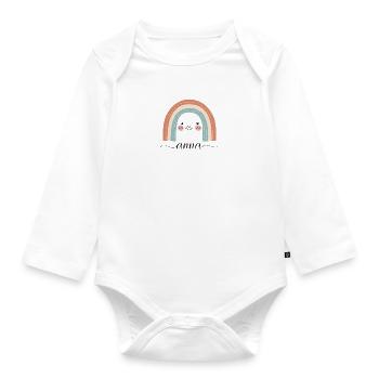 Anna! Regenbogen, personalisierbar - Baby Bio-Langarm-Body - Weiß - Vorne