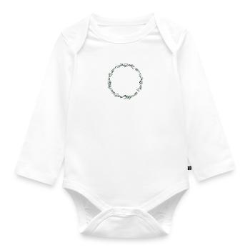 Moderner Eukalyptuskranz, personalisierbar - Baby Bio-Langarm-Body - Weiß - Vorne