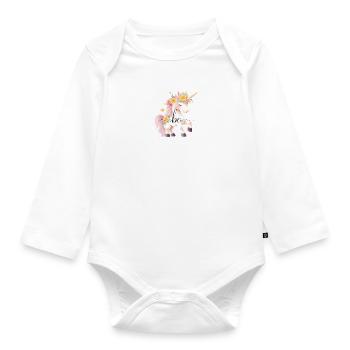 Bo! Design fleur de licorne, personnalisable - Body Bébé bio manches longues - blanc - Devant