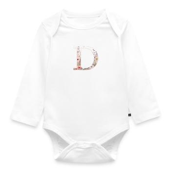 Personalisierbar Monogramm D Blumenmuster - Baby Bio-Langarm-Body - Weiß - Vorne