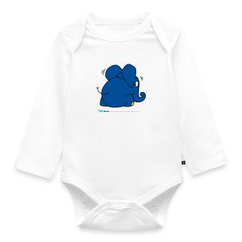 The elephant is hiding - Organic Longsleeve Baby Bodysuit - white - Front