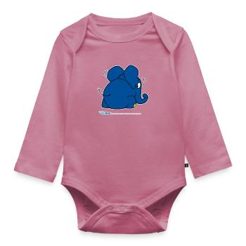 L’éléphant se cache - Body Bébé bio manches longues - mauve - Devant