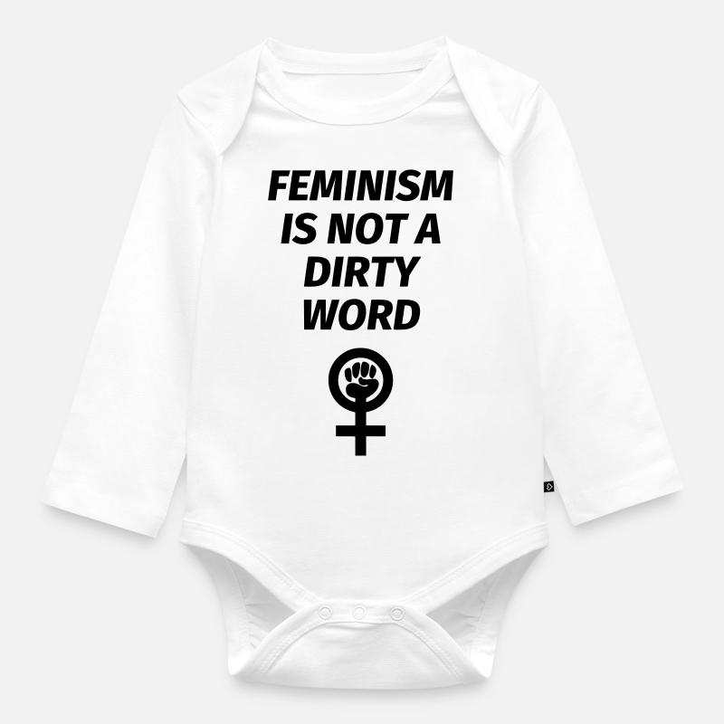 Feminism is not a dirty word - Body Bébé bio manches longues - blanc