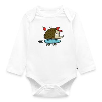 Skater Igel by cheslo - Organic Longsleeve Baby Bodysuit - white - Front