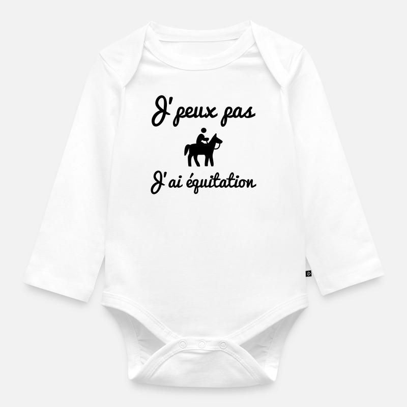 J'peux pas équitation - cheval - Body Bébé bio manches longues - blanc