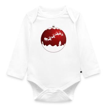 Red Christmas Ball / Christmas Baby - Organic Longsleeve Baby Bodysuit - white - Front