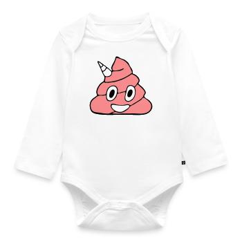 Pink Unicorn Garbage Pile - Organic Longsleeve Baby Bodysuit - white - Front