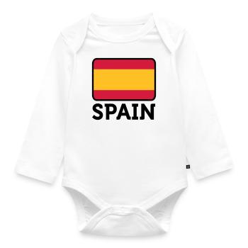 National Flag of Spain - Organic Longsleeve Baby Bodysuit - white - Front