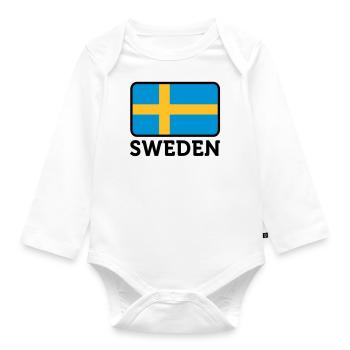 National flag of Sweden - Organic Longsleeve Baby Bodysuit - white - Front