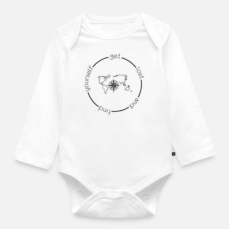 Getlost-circle - Organic Longsleeve Baby Bodysuit - white