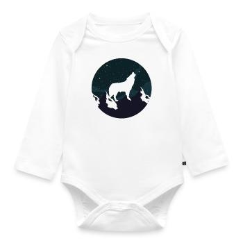 WOLF mountain gift - Organic Longsleeve Baby Bodysuit - white - Front