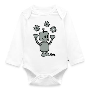 Roboter (2c) - Baby Bio-Langarm-Body - Weiß - Vorne