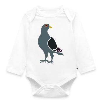 Graue Taube - Baby Bio-Langarm-Body - Weiß - Vorne