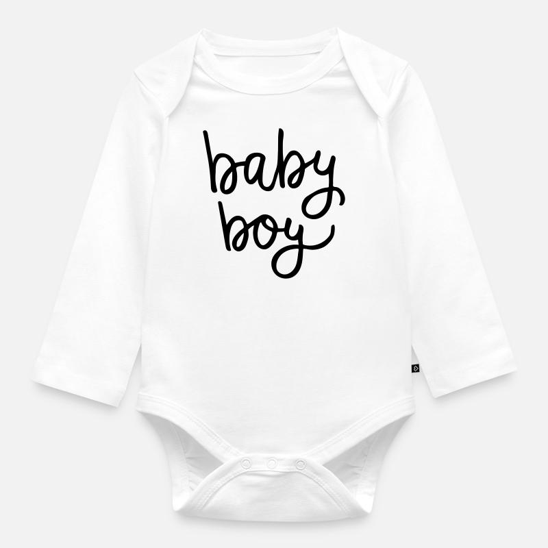 kleiner Junge - Baby Bio-Langarm-Body - Weiß