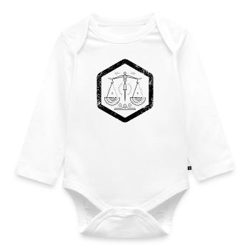 Hexagon · Zodiac Signs · Libra · Waage - Baby Bio-Langarm-Body - Weiß - Vorne