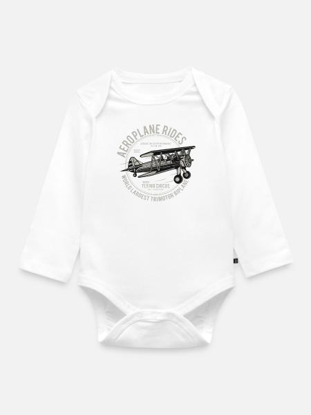 Manèges d'avion - Body Bébé bio manches longues - blanc