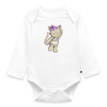 bande dessinée de chat Bikini - Body Bébé bio manches longues - blanc - Devant