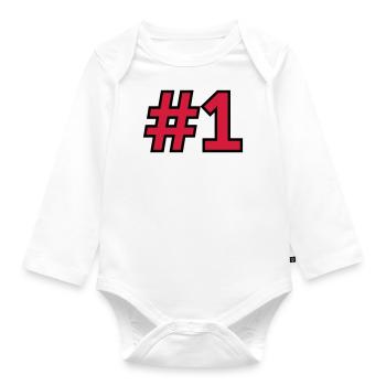Sport Zahl 1 Eins - Baby Bio-Langarm-Body - Weiß - Vorne