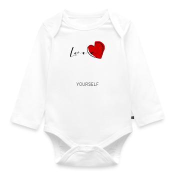love yourself - Organic Longsleeve Baby Bodysuit - white - Front