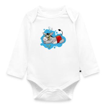 Âne - Kuschelesel va nager - Body Bébé bio manches longues - blanc - Devant