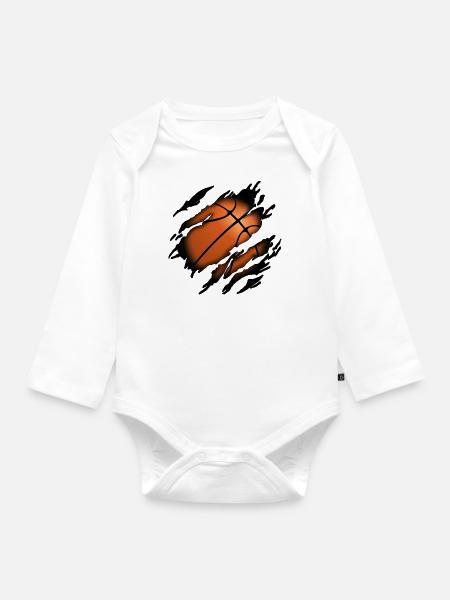 Basketball in mir - Baby Bio-Langarm-Body - Weiß