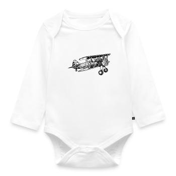 AVIONS RIDES - Design Avion vintage shirt - Body Bébé bio manches longues - blanc - Devant