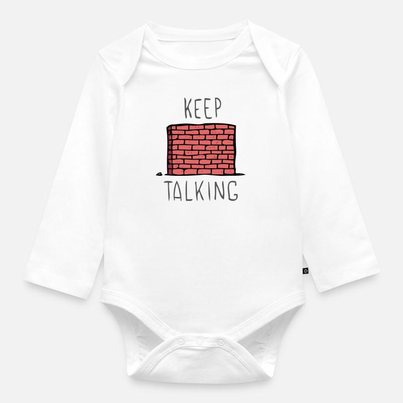 Keep Talking - Organic Longsleeve Baby Bodysuit - white