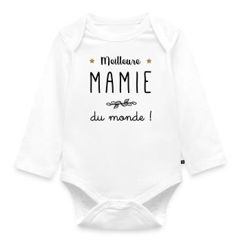 Meilleure mamie du monde vecteur - Body Bébé bio manches longues - blanc - Devant