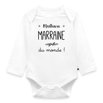 Meilleure Marraine du monde vecteur - Body Bébé bio manches longues - blanc - Devant
