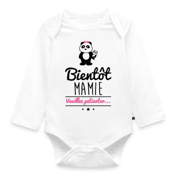 Future mamie, cadeau grand-mère, mamy - Body Bébé bio manches longues - blanc - Devant