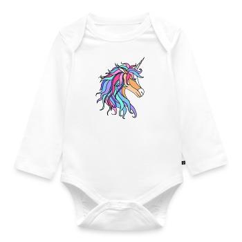 licorne colorée - Body Bébé bio manches longues - blanc - Devant