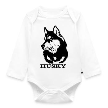 siberian husky © www.dog-power.nl - Organic Longsleeve Baby Bodysuit - white - Front