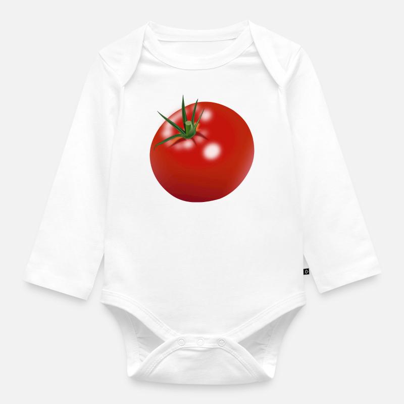 Rote Tomate - Baby Bio-Langarm-Body - Weiß