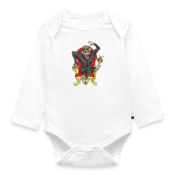 Bitcoin Monkey King - Beta Edition - Baby Bio-Langarm-Body - Weiß - Vorne