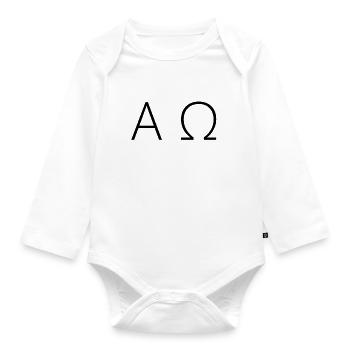Alpha und Omega - Baby Bio-Langarm-Body - Weiß - Vorne