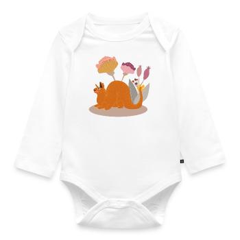 Flower Dragon - Organic Longsleeve Baby Bodysuit - white - Front
