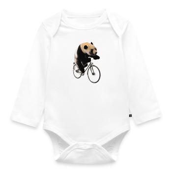 cycle animaux ours panda vélo Les enfants cadeaux de vélos - Body Bébé bio manches longues - blanc - Devant