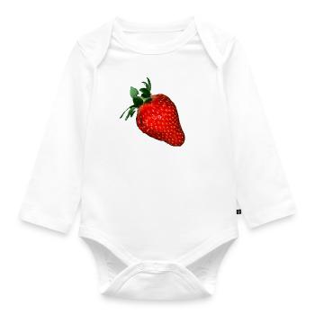 Erdbeere - Baby Bio-Langarm-Body - Weiß - Vorne
