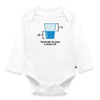 Streng genommen ist das Glass immer voll. - Baby Bio-Langarm-Body - Weiß - Vorne