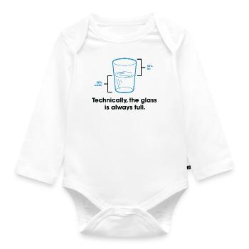 Streng genommen ist das Glass immer voll. - Baby Bio-Langarm-Body - Weiß - Vorne