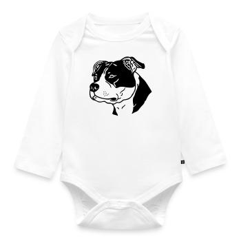 american stafford © www.dog-power.nl - Organic Longsleeve Baby Bodysuit - white - Front