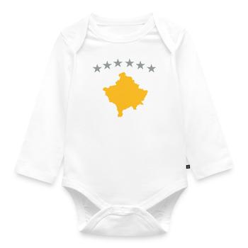Kosovo Flag - Baby Bio-Langarm-Body - Weiß - Vorne