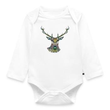 Hirsch - Baby Bio-Langarm-Body - Weiß - Vorne