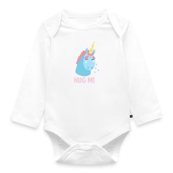 Unicorn Cries Sad Gift Embrace - Organic Longsleeve Baby Bodysuit - white - Front